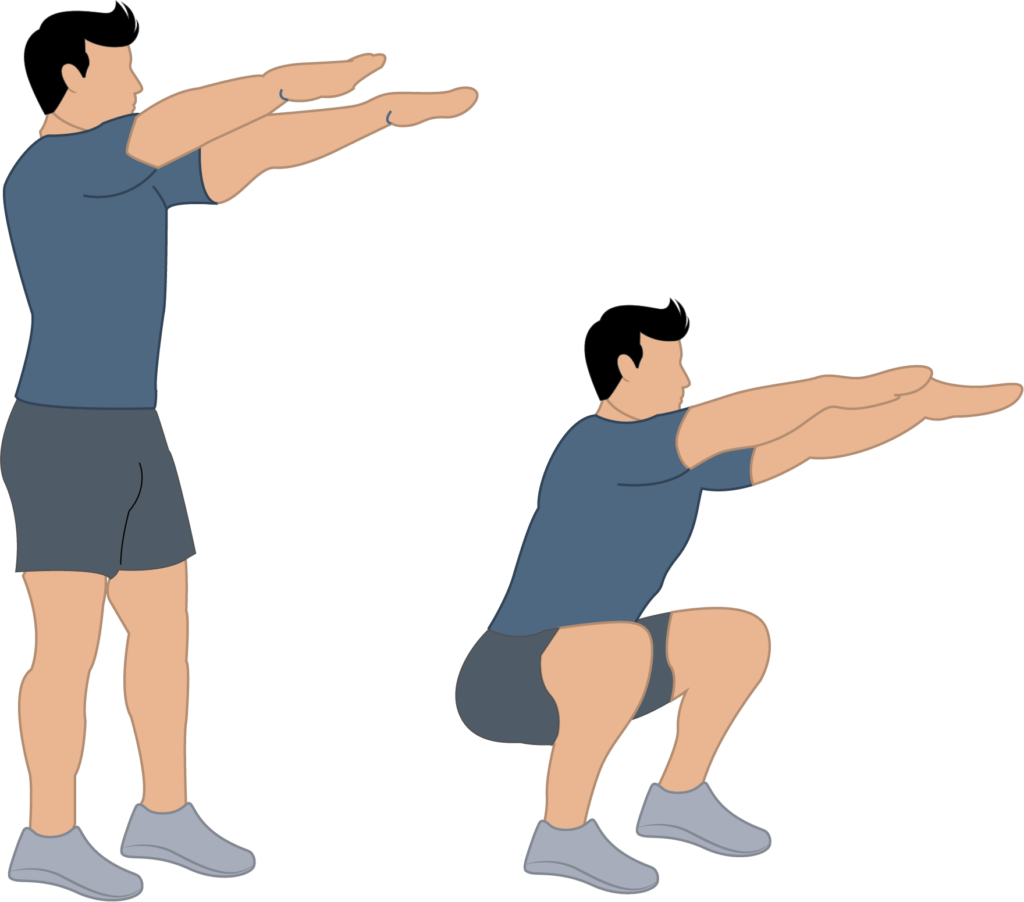 Exercice squat sauté et poids du corps