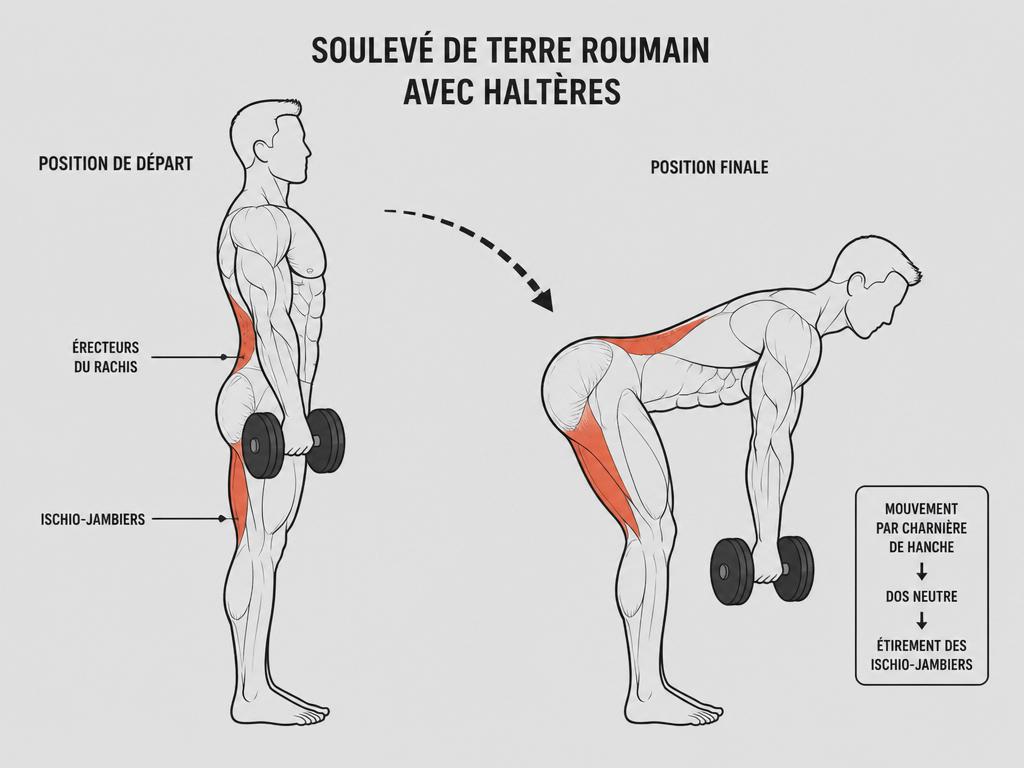 romanian deadlift haltères unilatéral