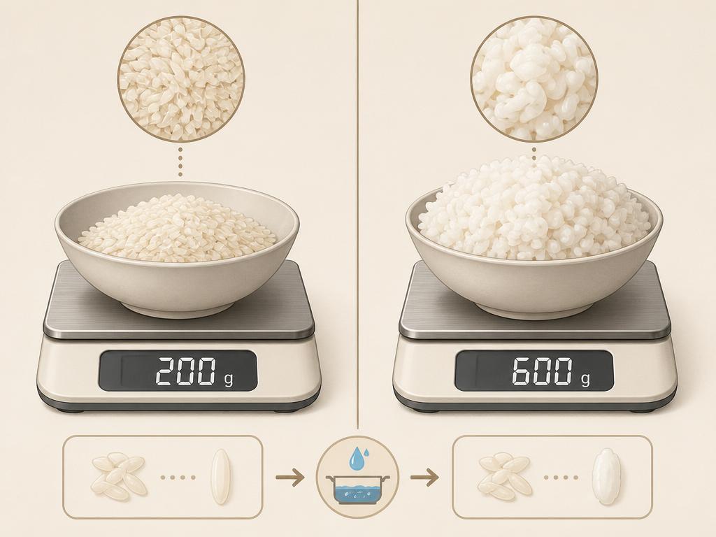 60g de riz basmati cru en cuit